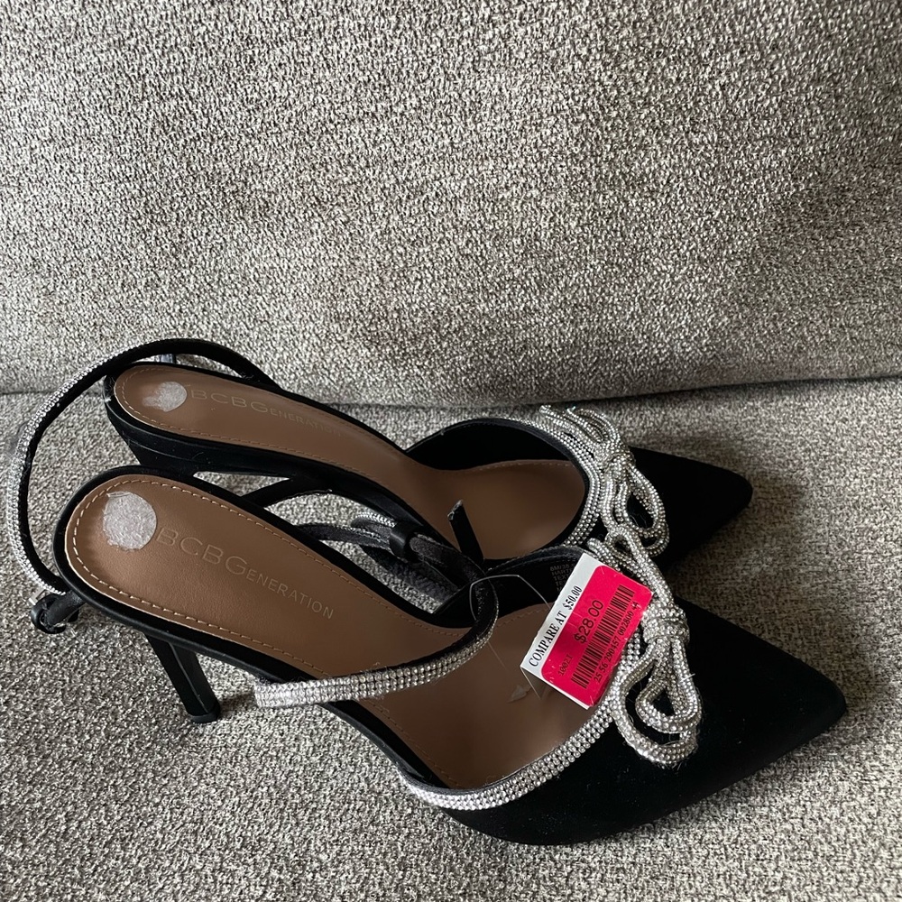 BCBGeneration Black Heels with Silver Accents - Picture 2 of 6